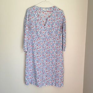 Biden Floral Vine Print Linen Tunic Dress